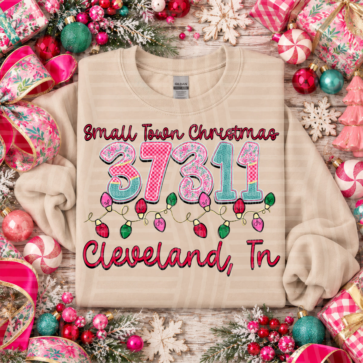 37311 small town christmas zip, town, state (caplinger) DTF Transfer