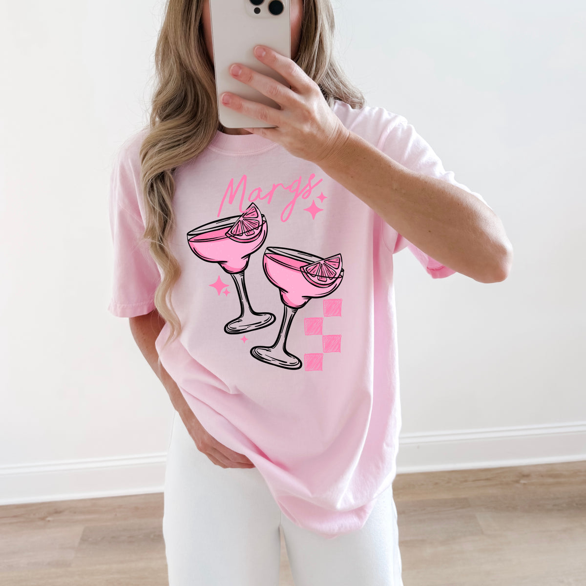 Margs pink (two margaritas and checker) (CSC) DTF Transfer