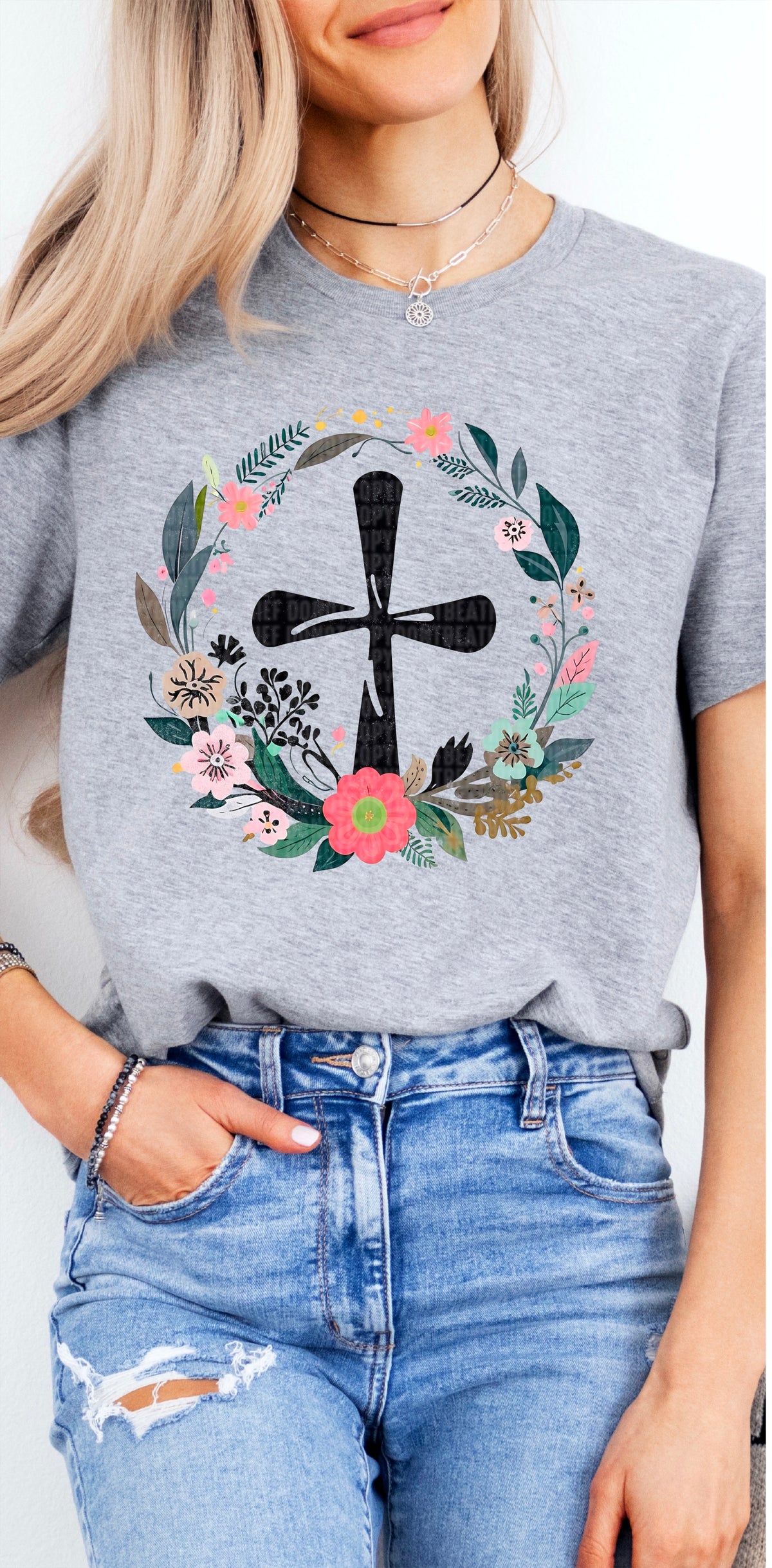 Cross floral circle 94880 DTF transfer