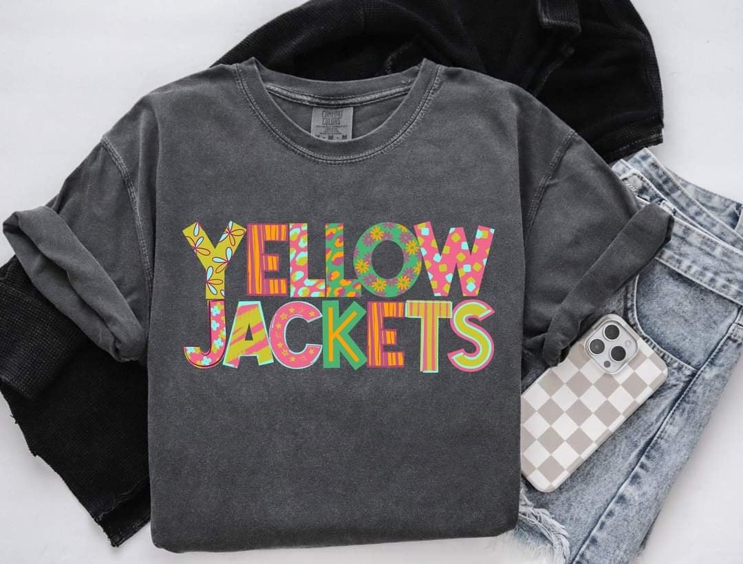 Yellow jackets patterned font (S&G) 60335 DTF transfer