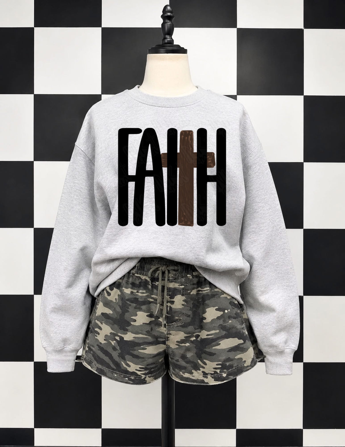 Faith brown cross black font DTF Transfer