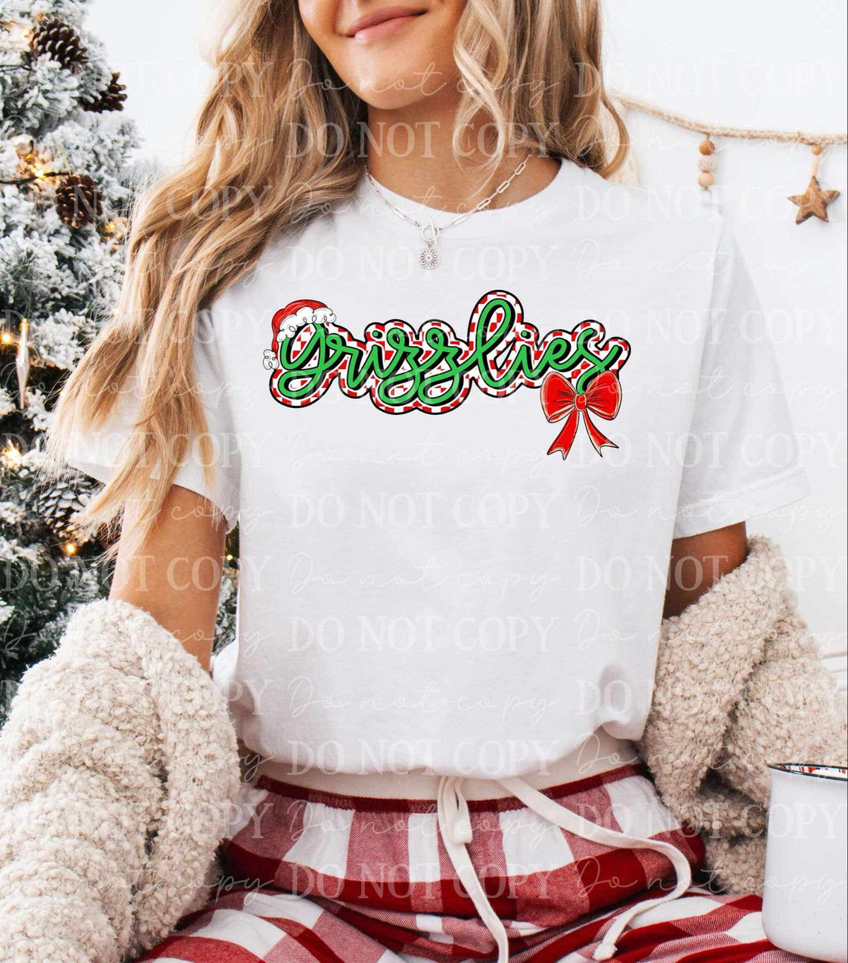 Grizzlies Christmas hat and bow (C’s) 65975 DTF transfer