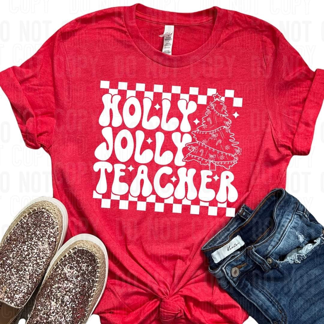 Holly jolly teacher WHITE (SBB) 60277 DTF transfer