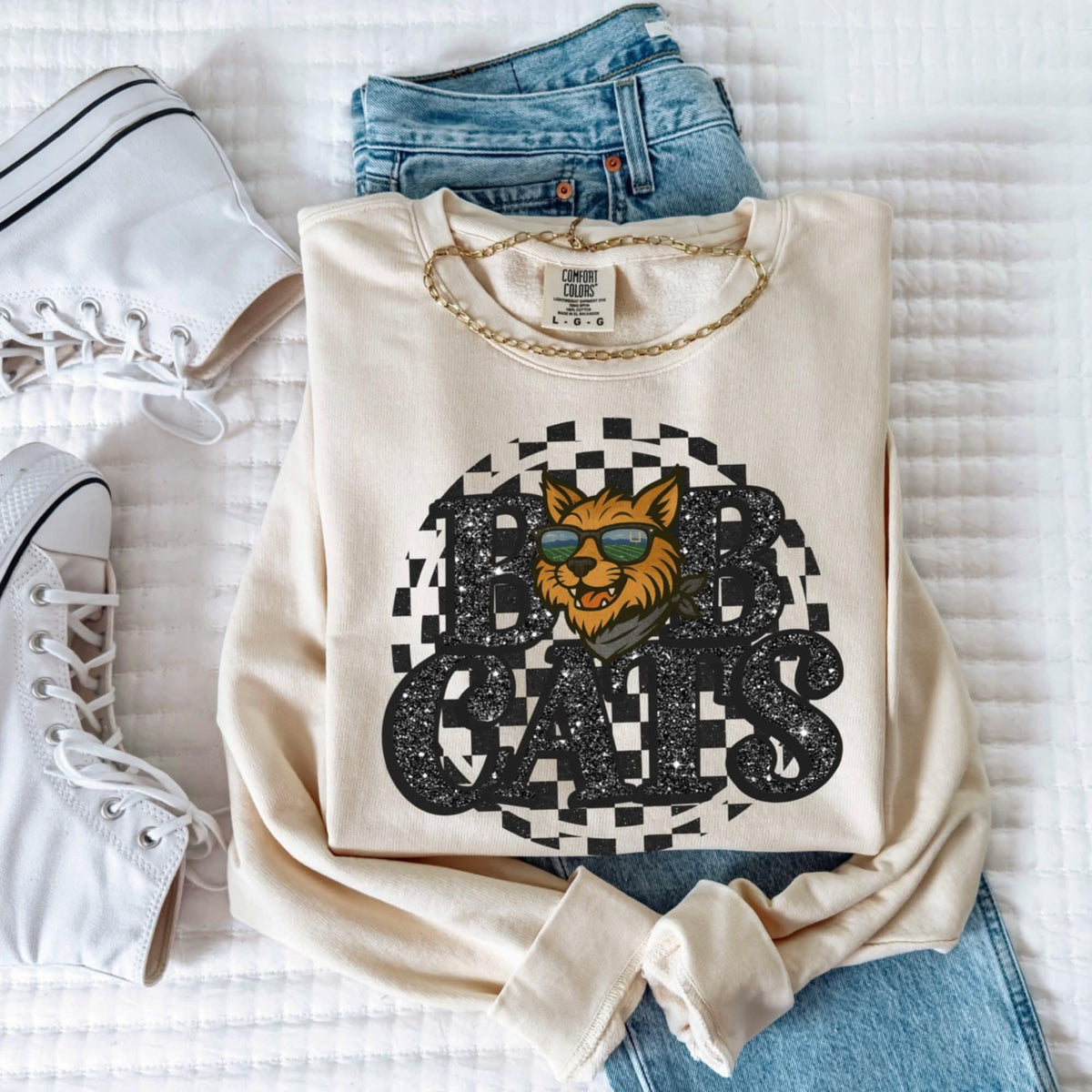 Bobcats Mascot Black Glitter Font GROVE 111238 DTF transfert