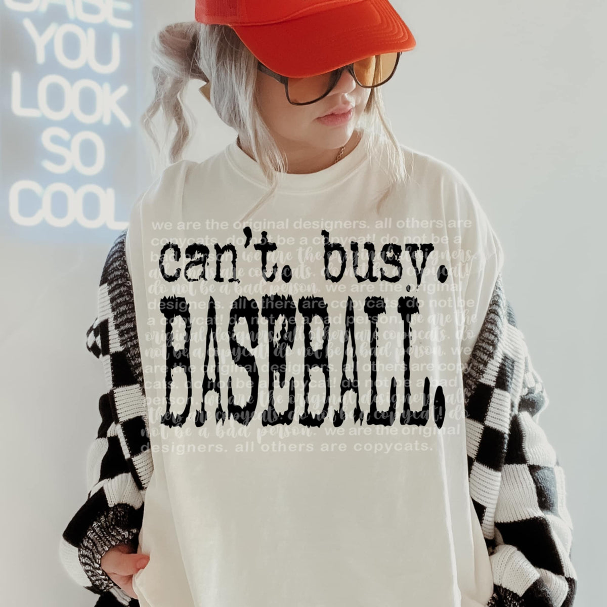 Can’t Busy Baseball black TTD DTF transfer