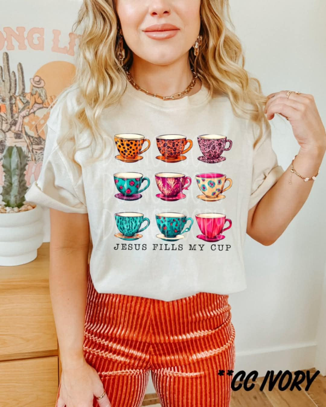 Jesus filled my cup teacup collage (PH) 99792 DTF transfer