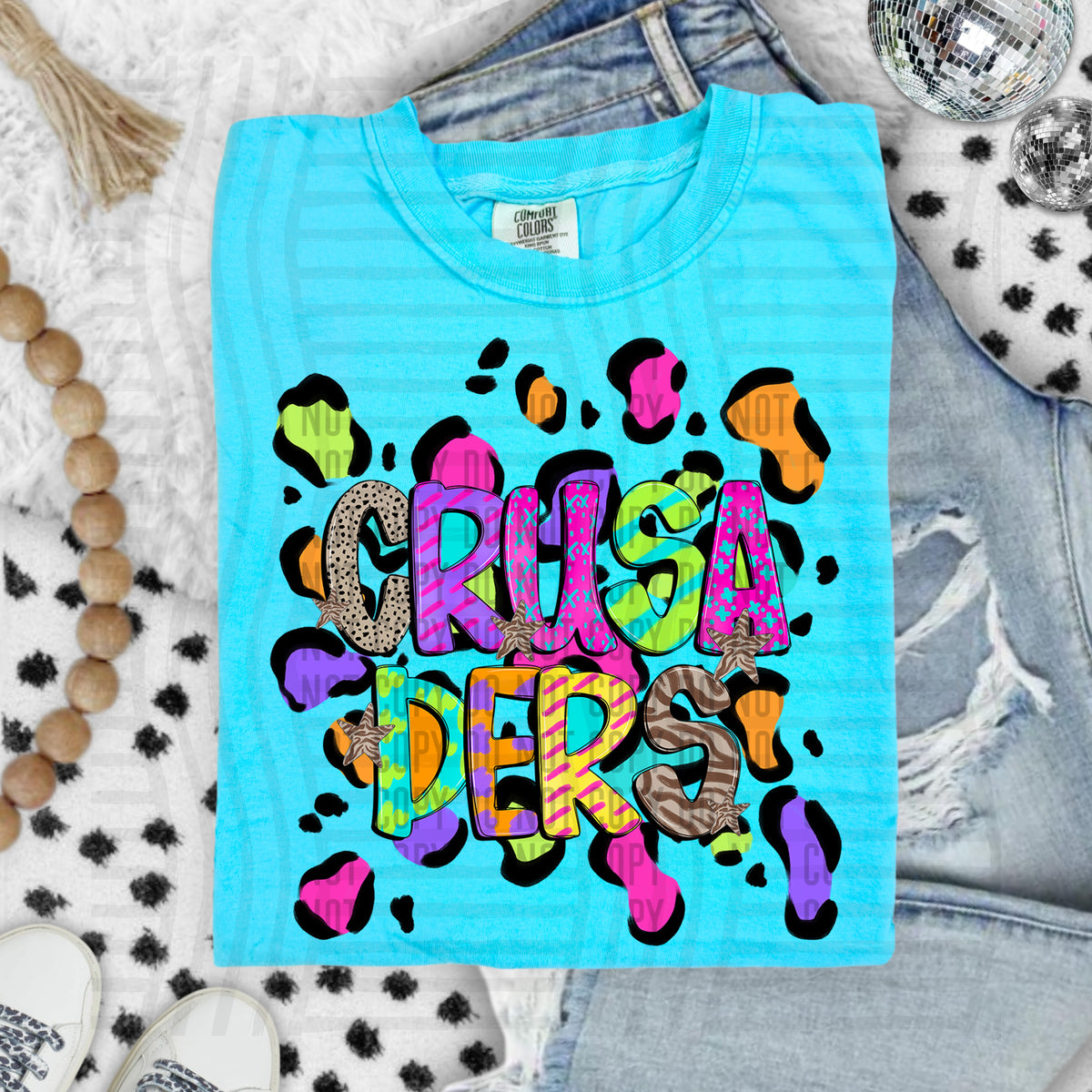 Crusaders Funky Mix Up Leopard Mascot (Caplinger) DTF transfer