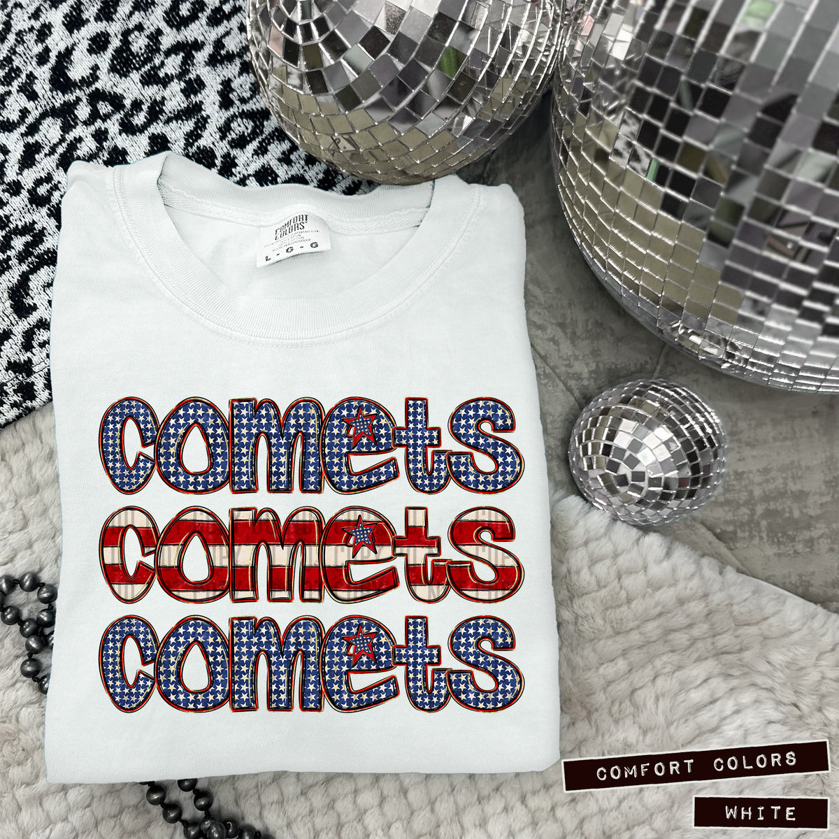 Comets RWB stacked (Caplinger) DTF transfer