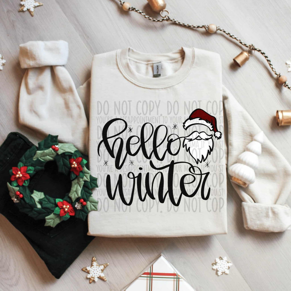 Hello winter Santa face (SWD) DTF transfer