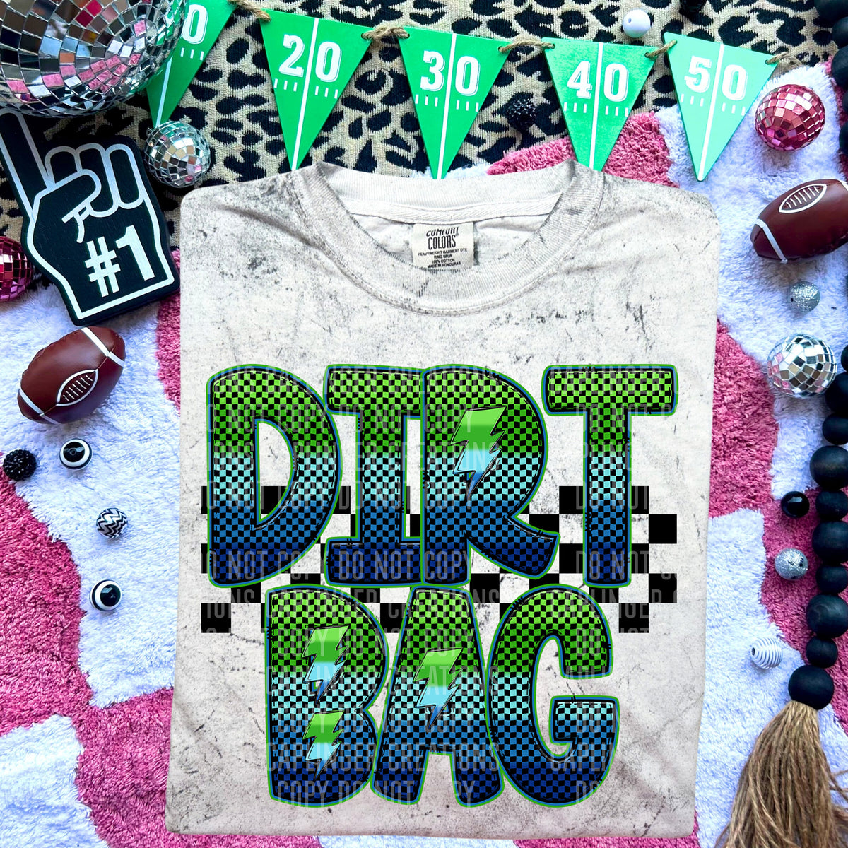 Dirtbag Blue and Green Checkered (Caplinger) DTF transfer