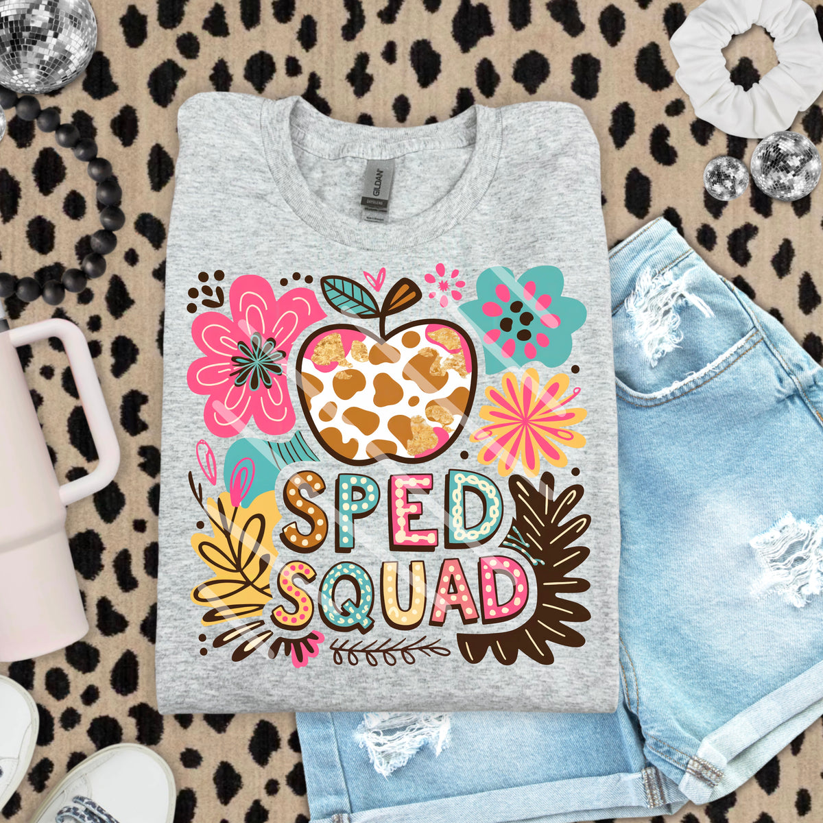 Sped Squad Abstract Florals with Apple 110826 DTF Transfer