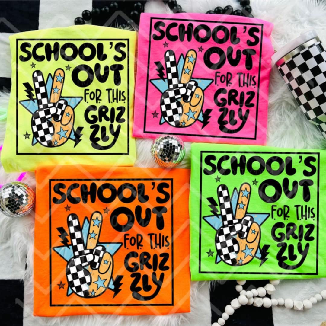 Schools out for this grizzly (Virgo) 99226 DTF transfer