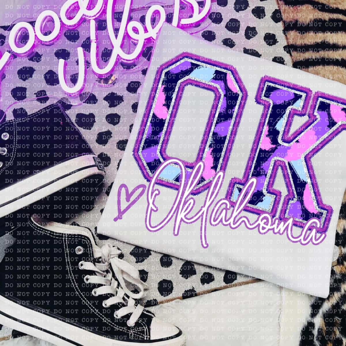OK Oklahoma purple brushstrokes (ECHT) 94037 DTF transfer