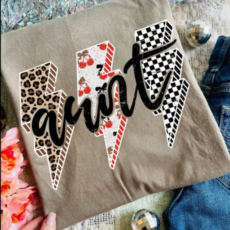 Aunt lightning bolts 107806 DTF transfer