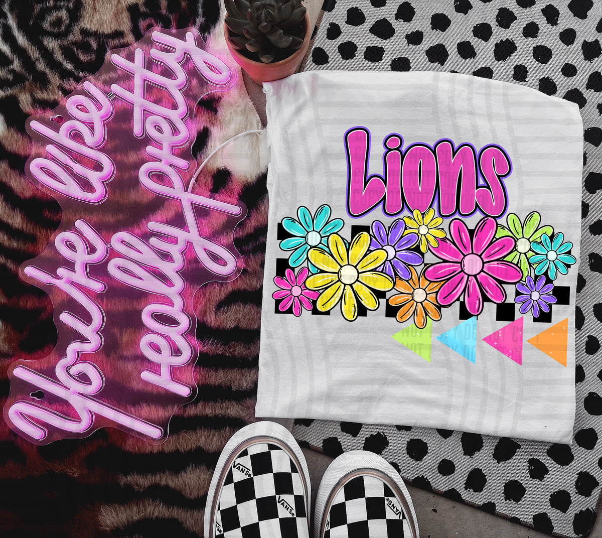 Lions Neon Bright Floral (Caplinger) 101280 DTF transfer