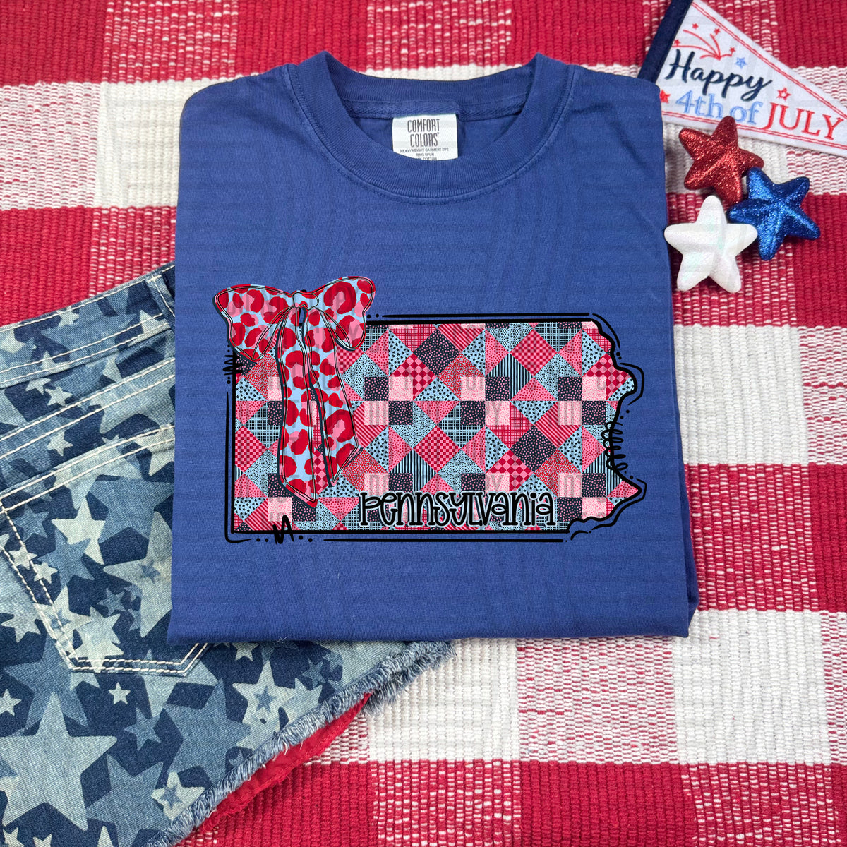 Pennsylvania RWB faux patchwork (Caplinger) dtf transfer