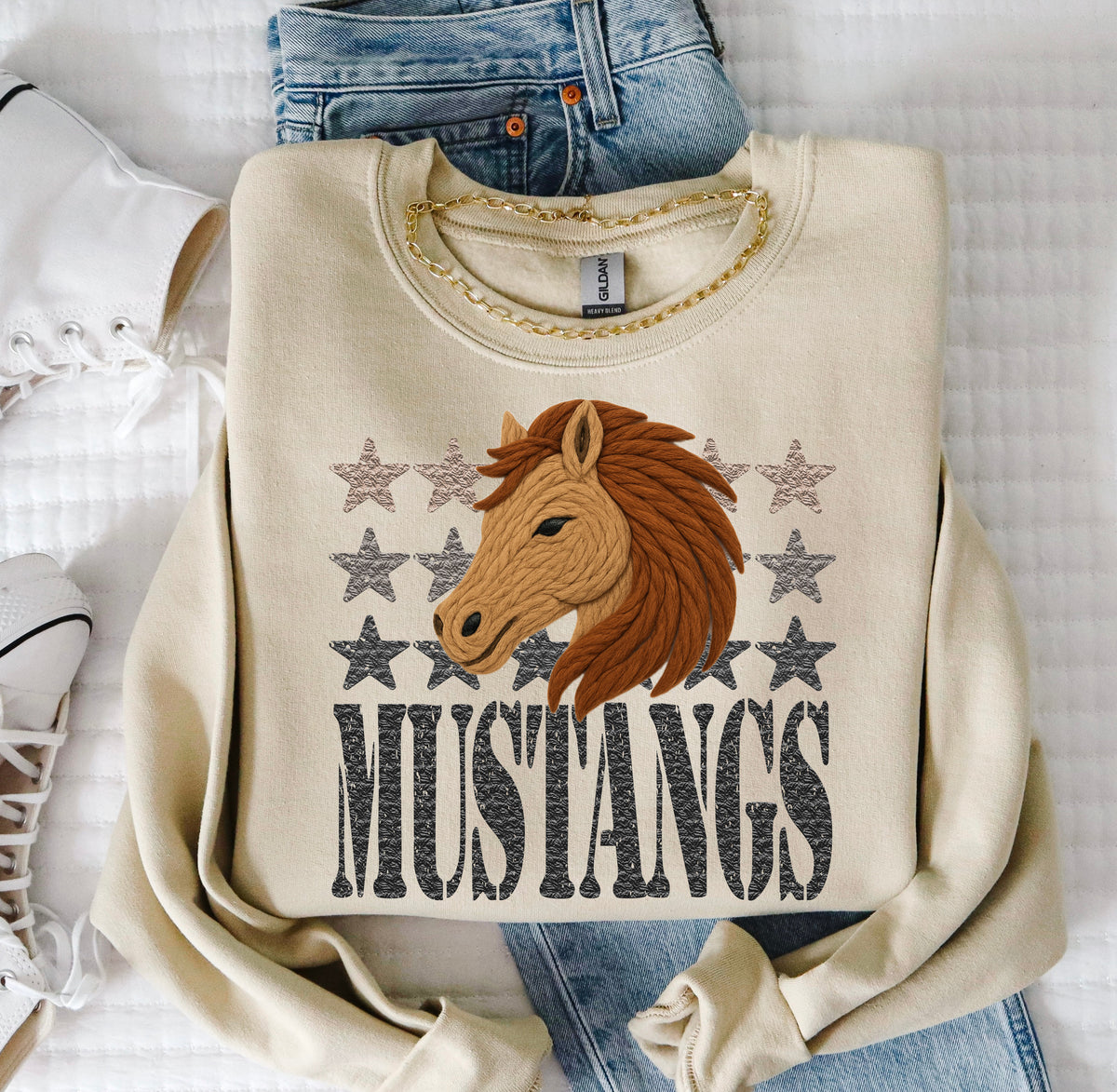 Mustangs Yarn Mascot (S&G) DTF transfer