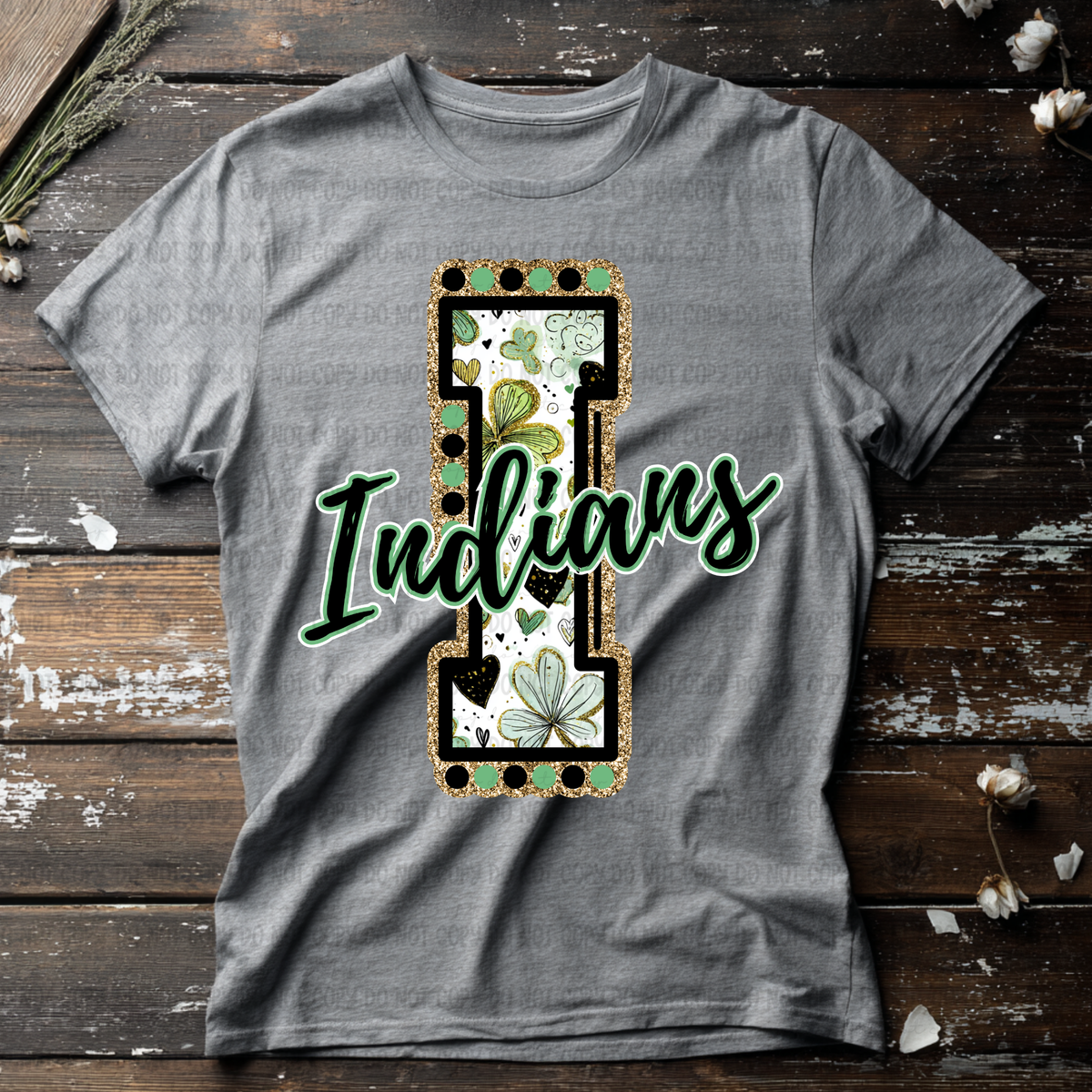 Indians letter St. Patrick's Day GREEN (Revel) DTF Transfer