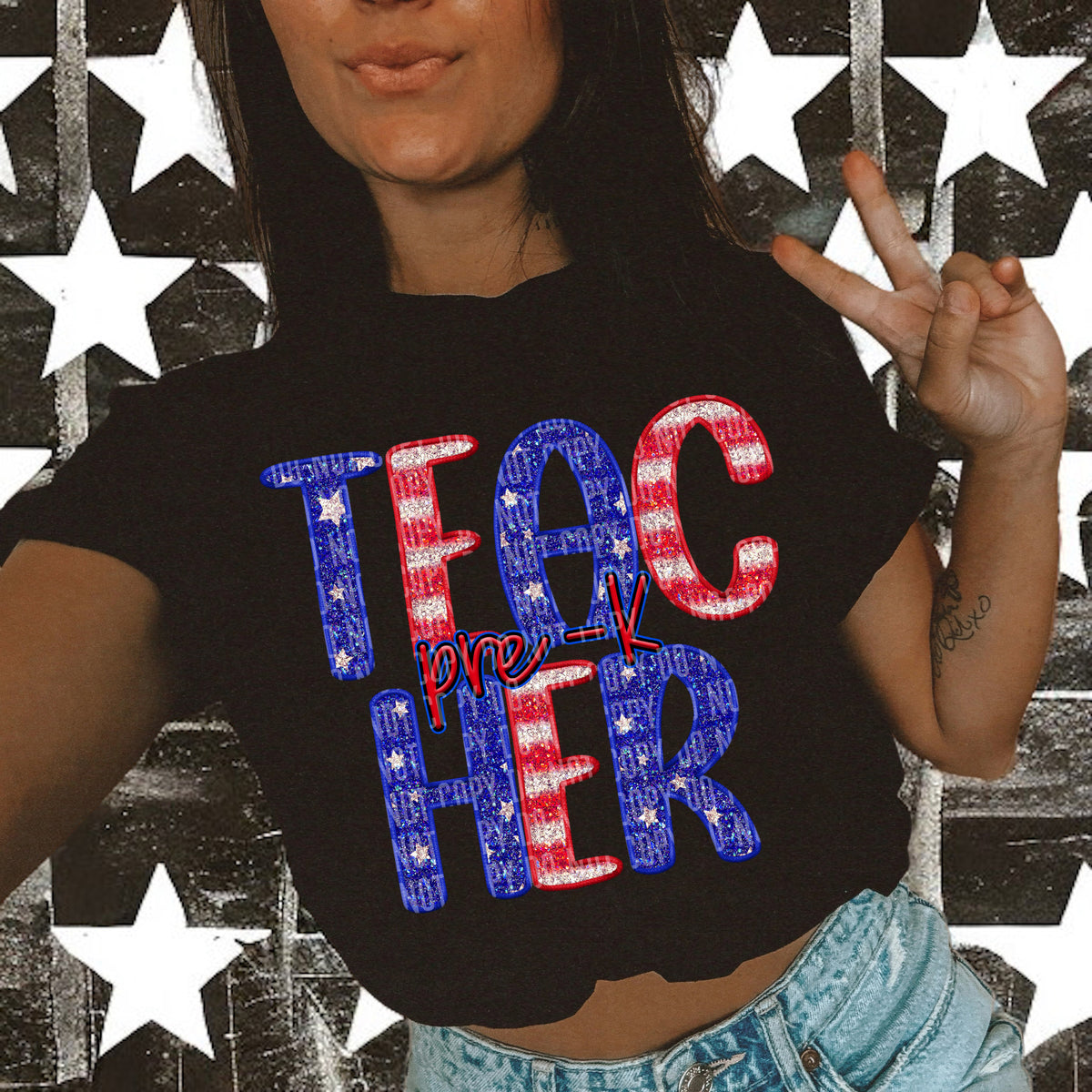 Patriotic Pre-K Teacher (Caplinger) 102184 DTF transfer