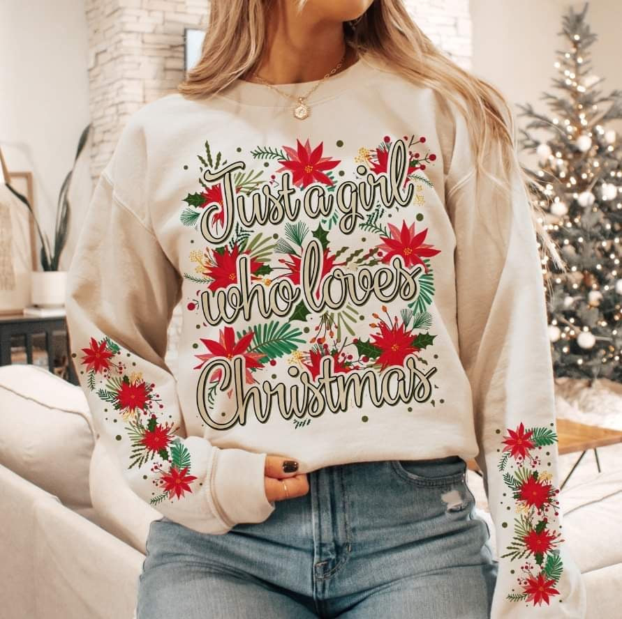 Just a girl who loves Christmas FRONT (S&G) 58731 DTF transfer