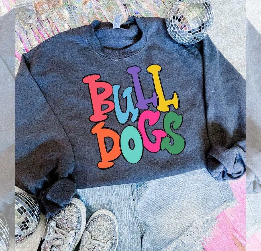 Bulldogs colorful bubble font (S&G) 64478 DTF transfer