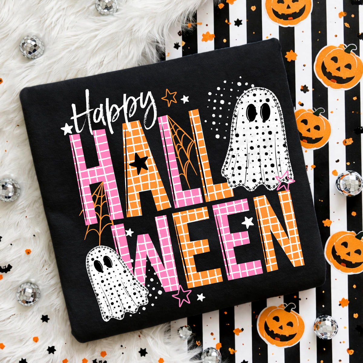 Happy Halloween ghosts white (CSC) DTF Transfer