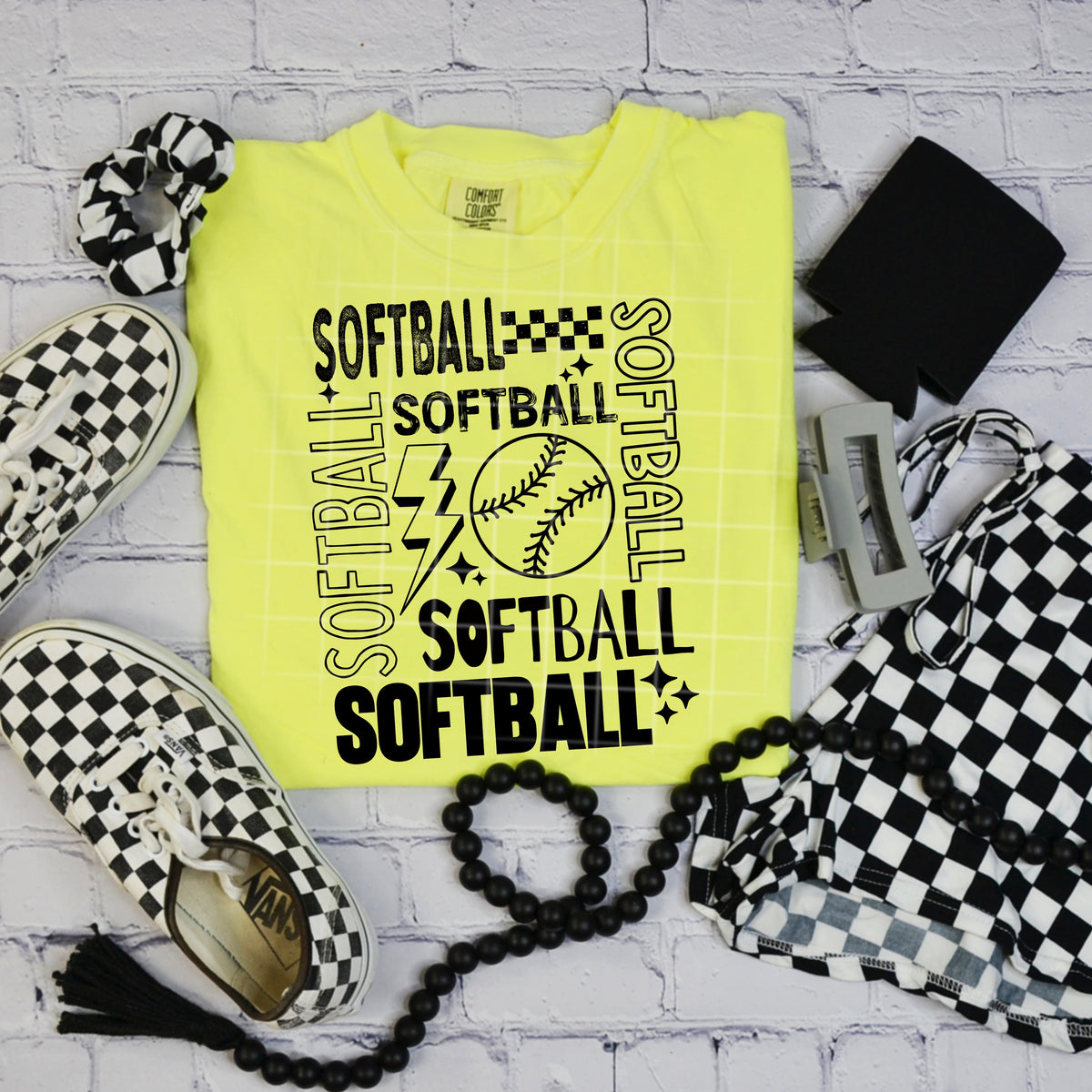 Softball repeated collage BLACK (CSC) DTF Transfer