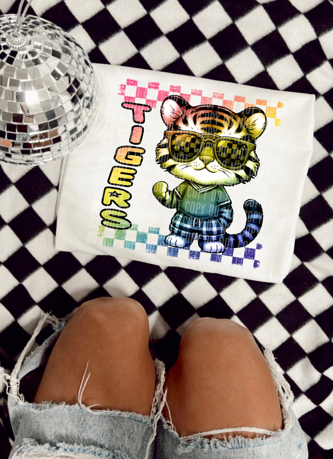 Rainbow Mascot Cartoon Tigers (no hat) 30721 DTF transfers