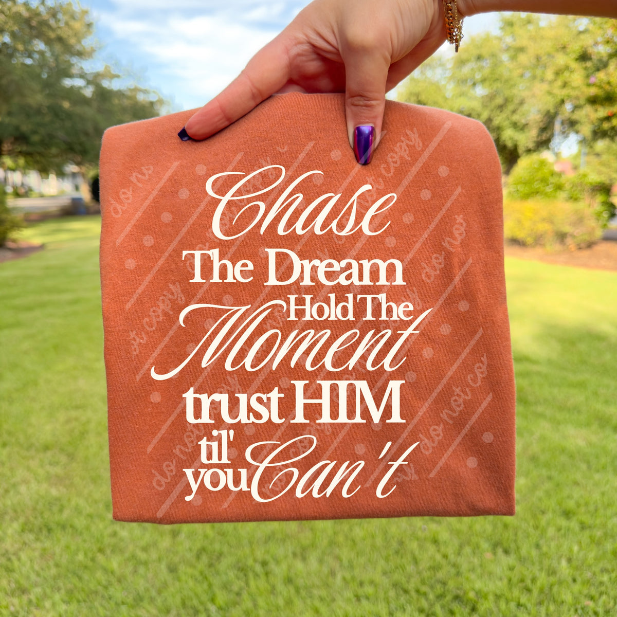 Chase the dream (cursive) (white) (texasgal) DTF Transfer