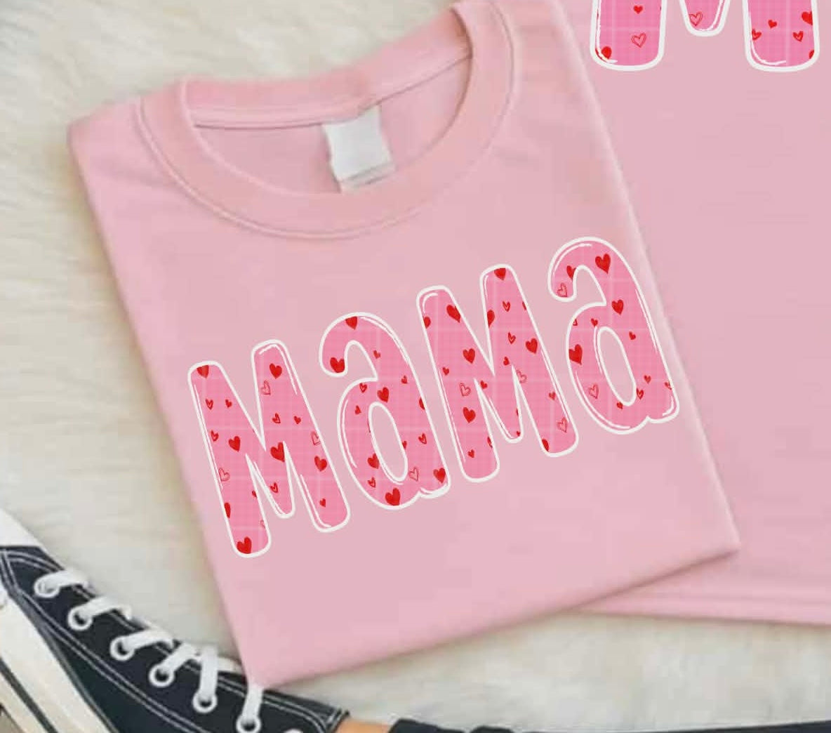 Mama pink and red hearts (LINDA) DTF transfer