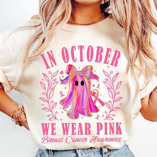 In October we wear pink bow 64852 DTF transfer