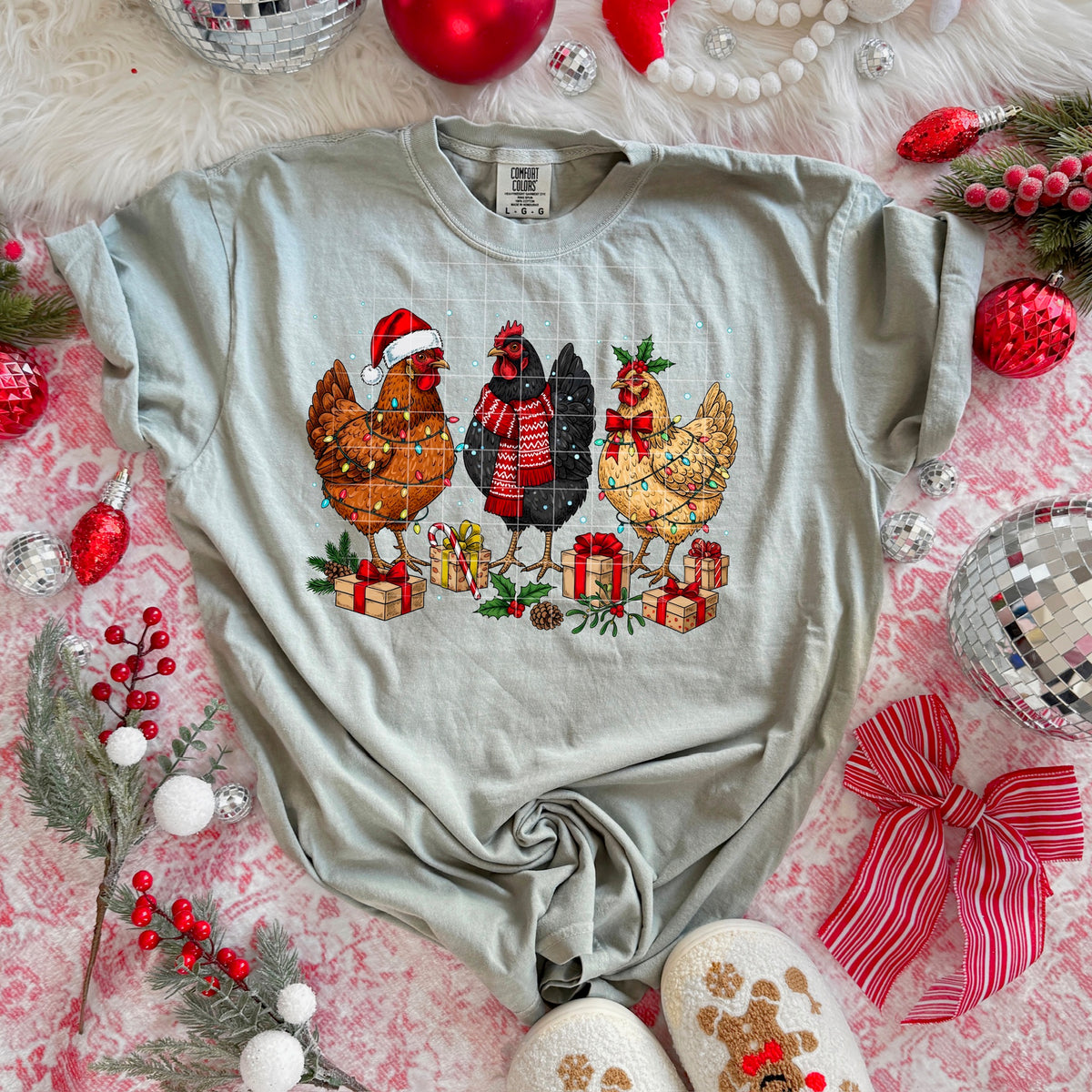 Christmas Chickens and Presents 113754 DTF Transfer