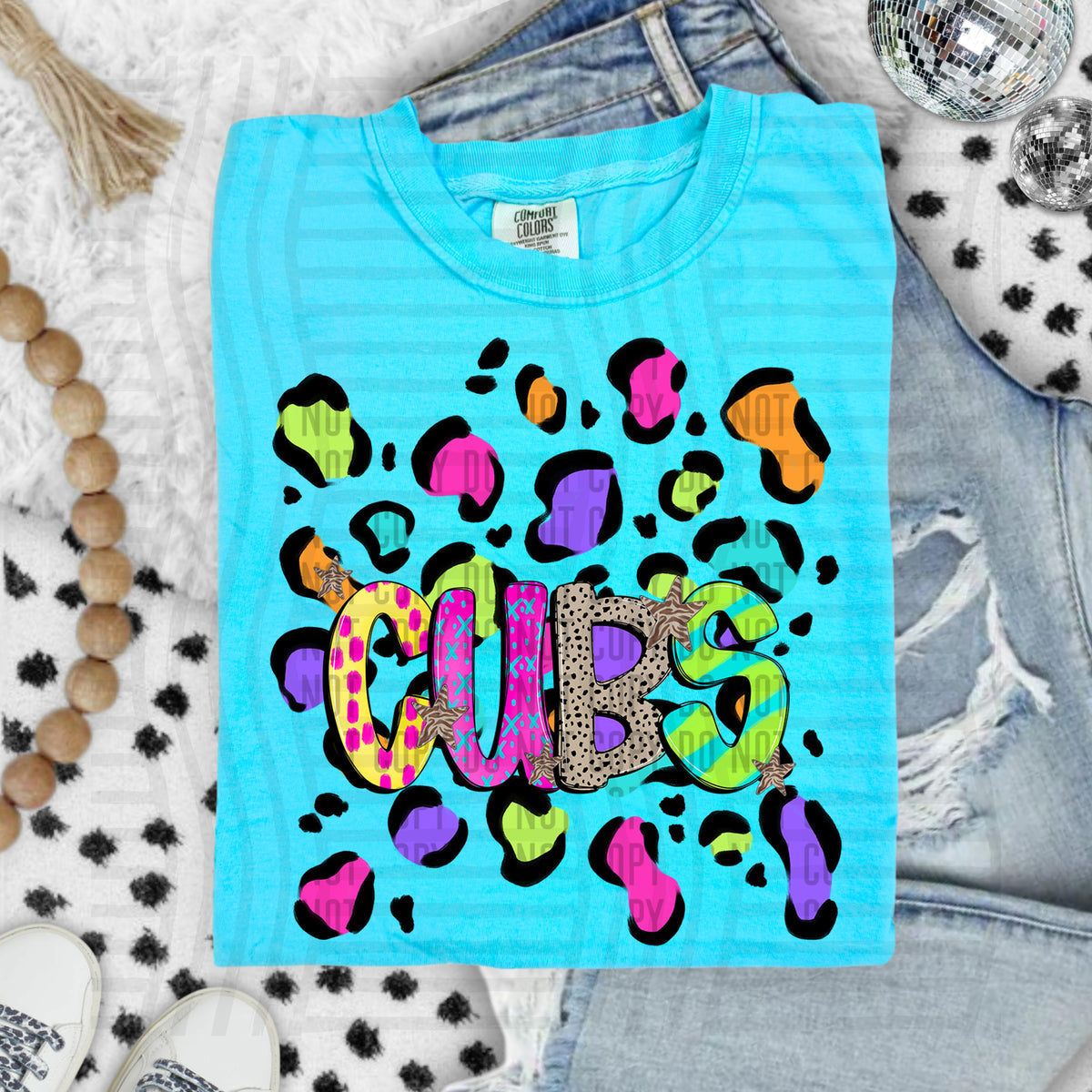 Cubs Funky Mix Up Leopard Mascot (Caplinger) DTF transfer