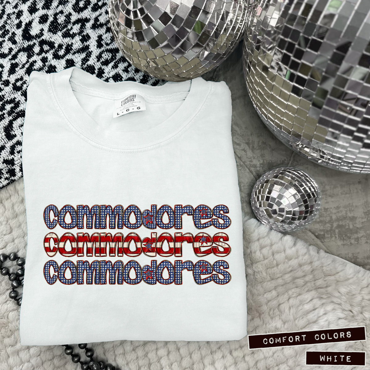 Commodores RWB stacked (Caplinger) DTF transfer