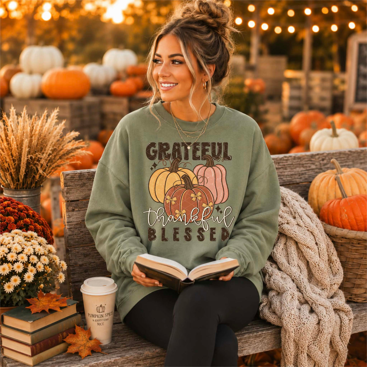 Grateful thankful blessed 3 pumpkins (SDD) DTF Transfer