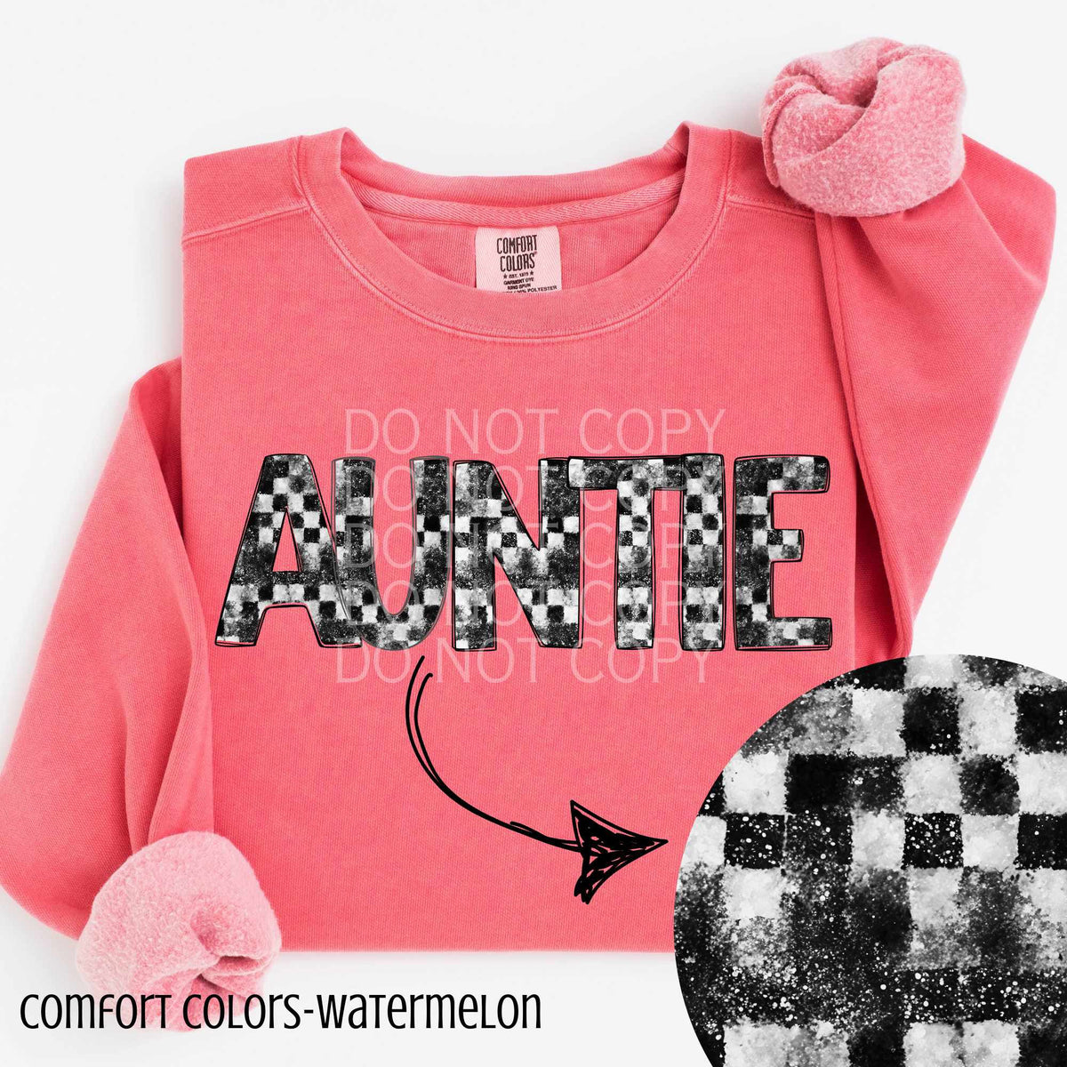 Auntie checkered and glitter (CSG) 84230 DTF transfer