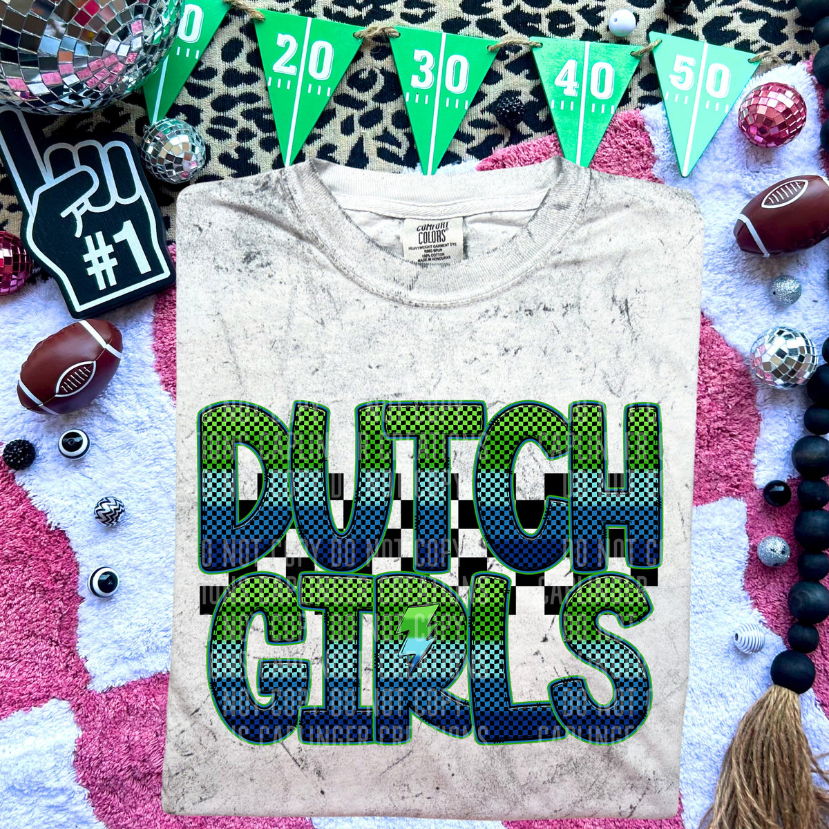Dutchgirls Blue and Green Checkered (Caplinger) DTF transfer