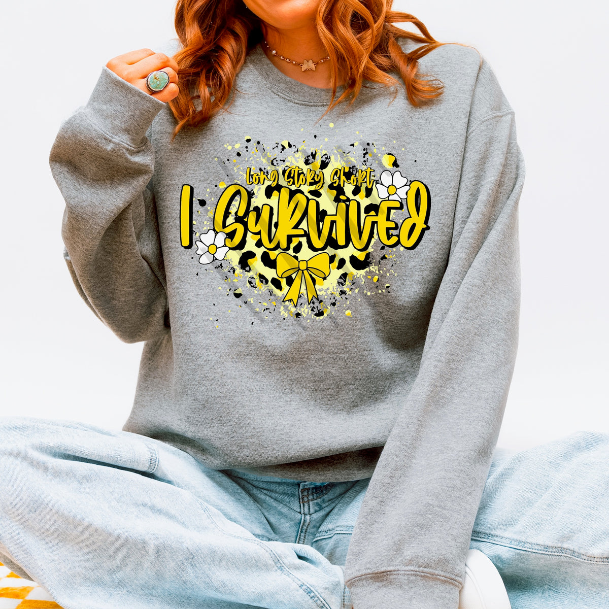 I survived with yellow bow 113812 DTF transfer