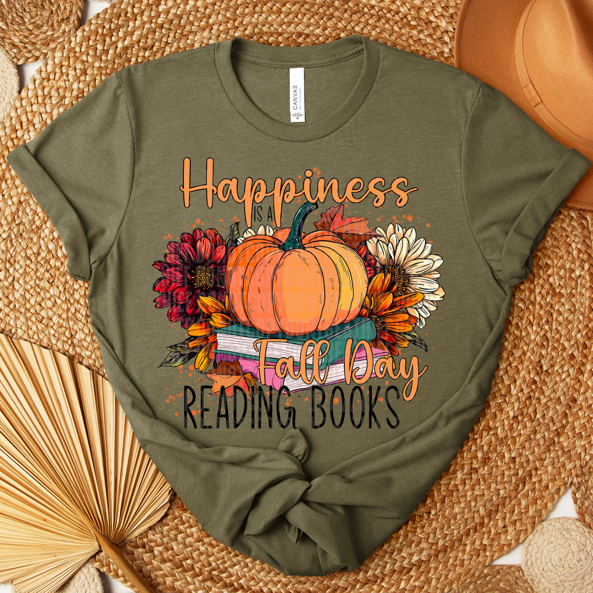 Happiness is a fall day reading books 113248 DTF transfer