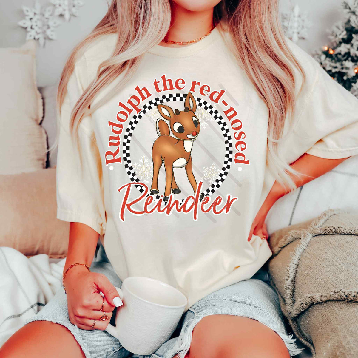 The Reindeer checker circle exclusive DTF transfer