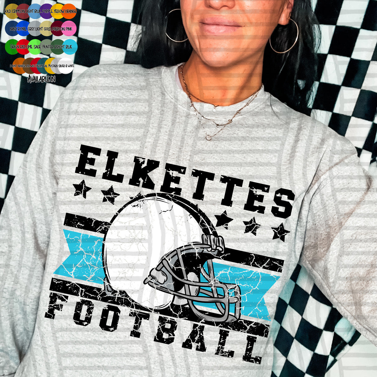 elkettes football helmet distressed colors (caplinger) DTF transfer