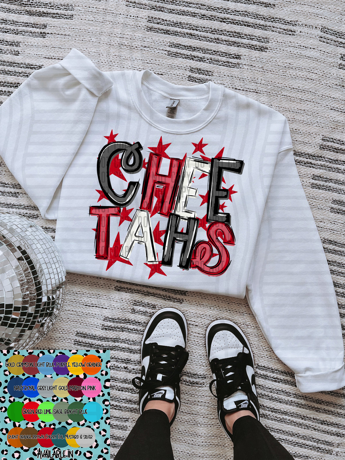 cheetahs black white and red with red stars (Caplinger) DTF Transfer