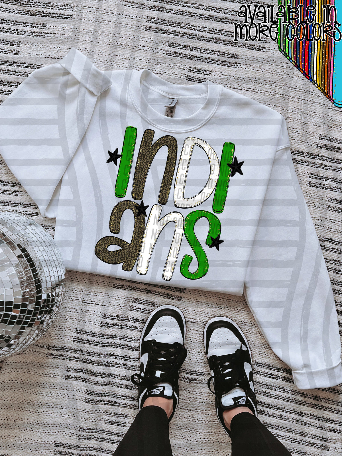 green, gray and white, indians stacked (Caplinger) DTF Transfer
