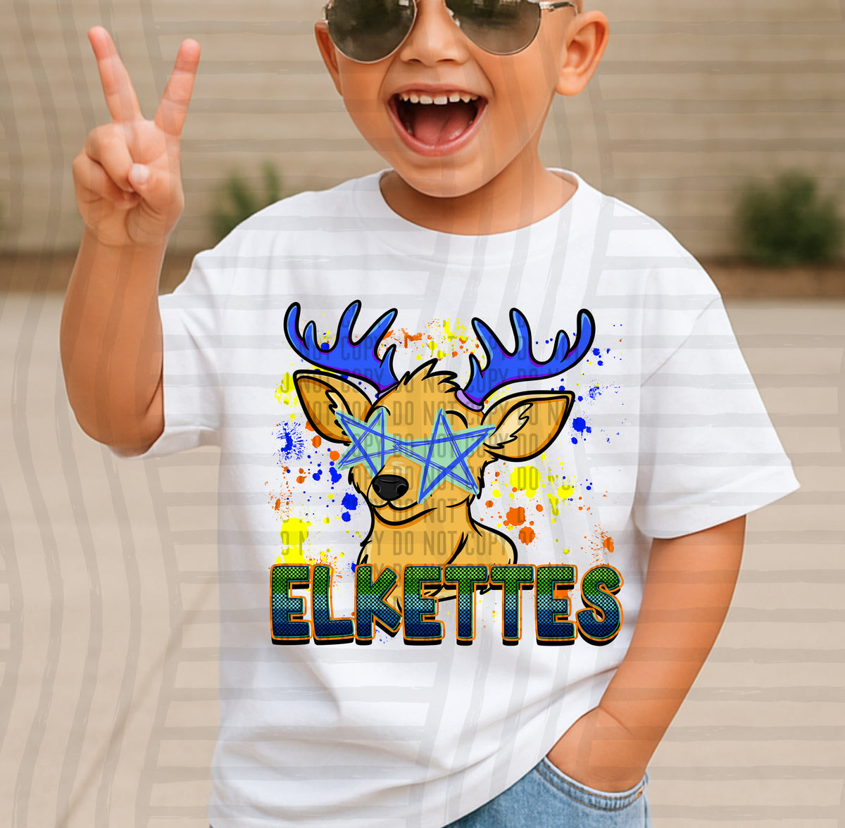 elkettes paint splatter boy blue green and yellow (Caplinger) DTF Transfer