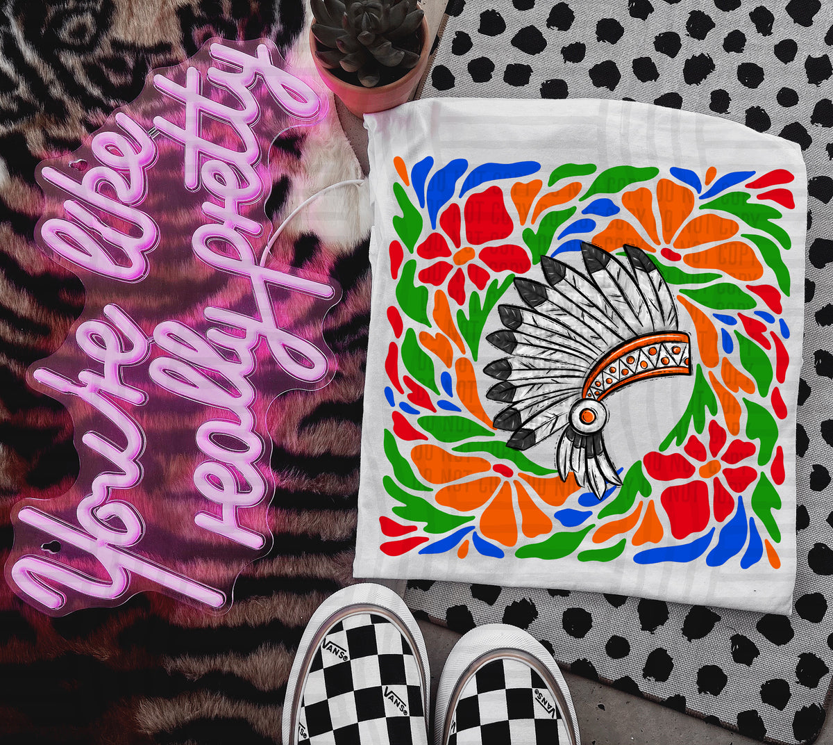 Orange Indian Retro Floral (Caplinger) 101150 DTF transfer