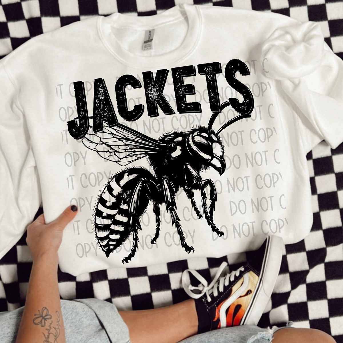 Jackets black/white outline DTF transfer