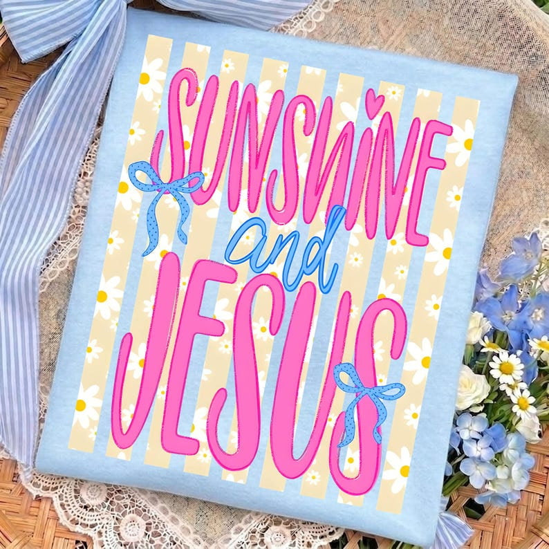 Sunshine and Jesus YELLOW strips DTF Transfer