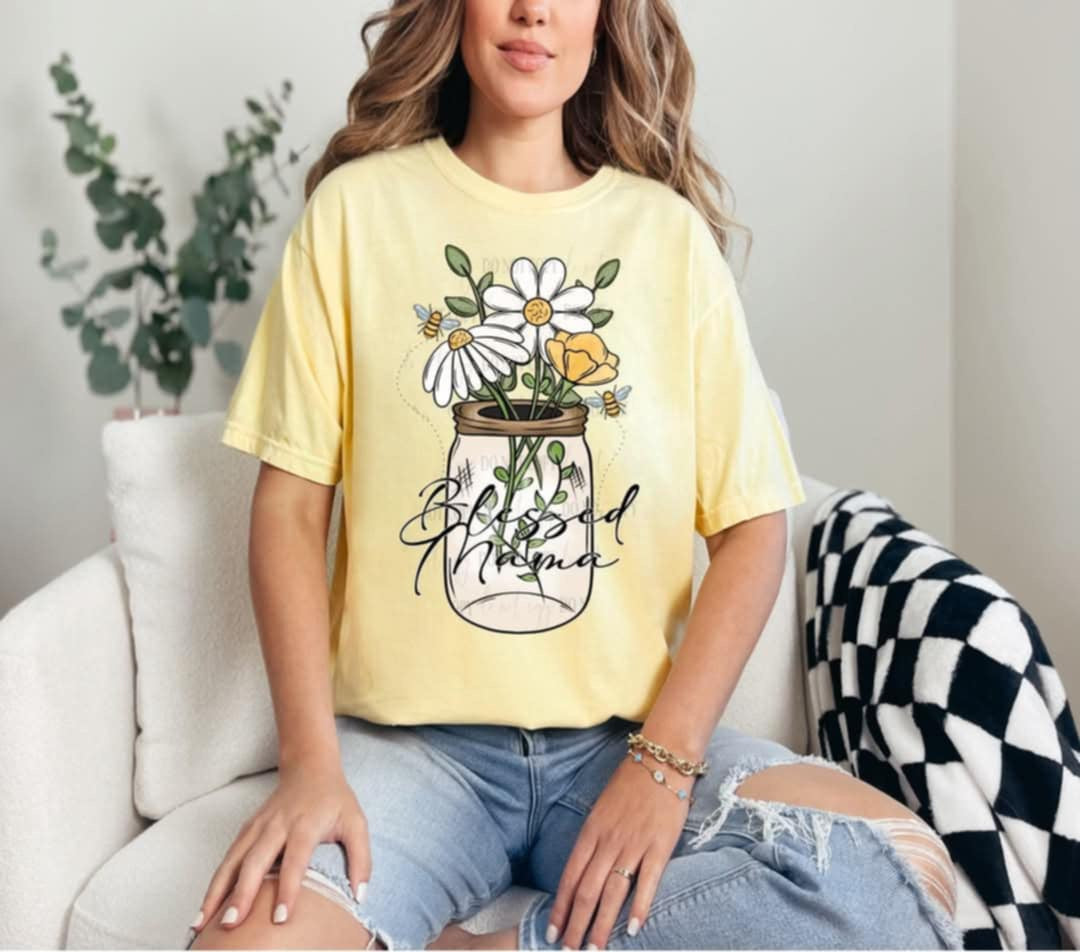 Blessed mama mason jar (40E) 96917 DTF transfer
