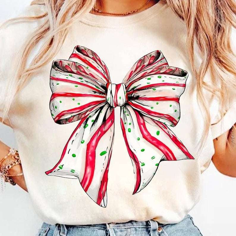 Red and white bow 64925 DTF transfer