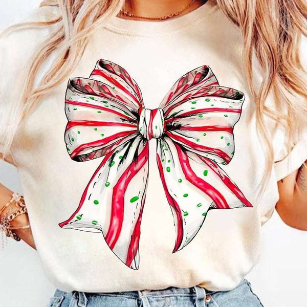 Red and white bow 64925 DTF transfer